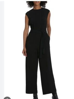 Maggy London Black Sleeveless Wide-Leg Jumpsuit with Self Tie
